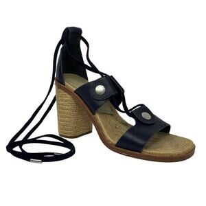 Rag & Bone Eden Leather and Jute Gladiator Sandals in Navy Size 37.5